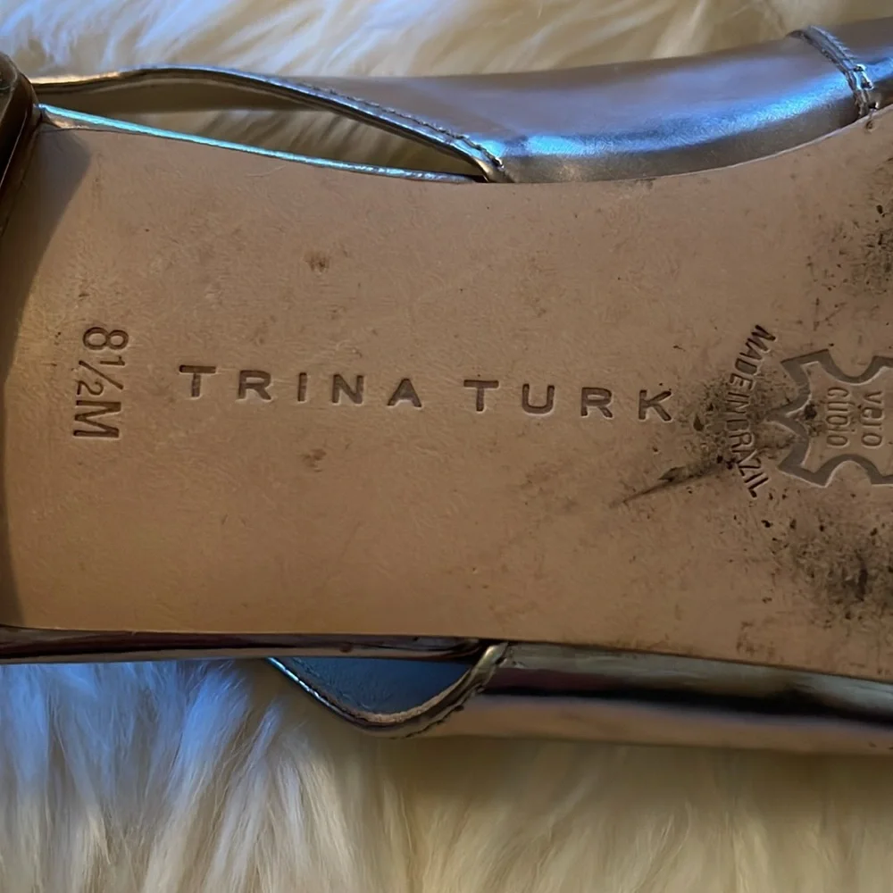 Trina Turk Bronze Metallic Flat Leather Slingbacks
